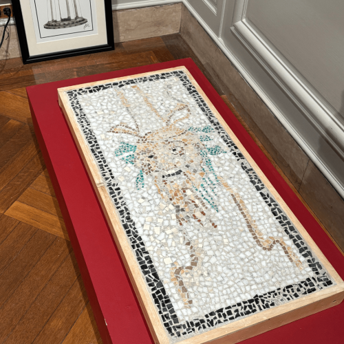 Copy of a Roman mosaic by the students of Paul Reuther's 2018 Materials & Methods class. The original Roman mosaic is in the NGA Collection.