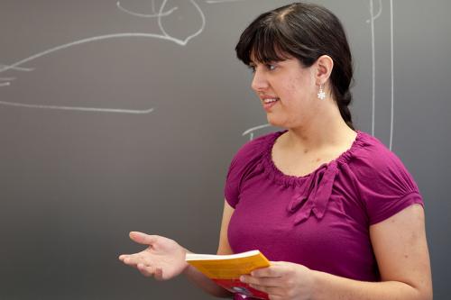 A student presenting